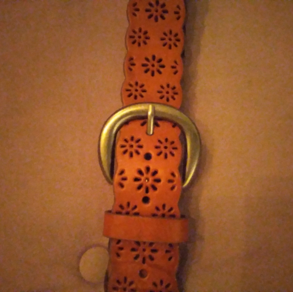 Women's Brown Leather Belt, Size Large